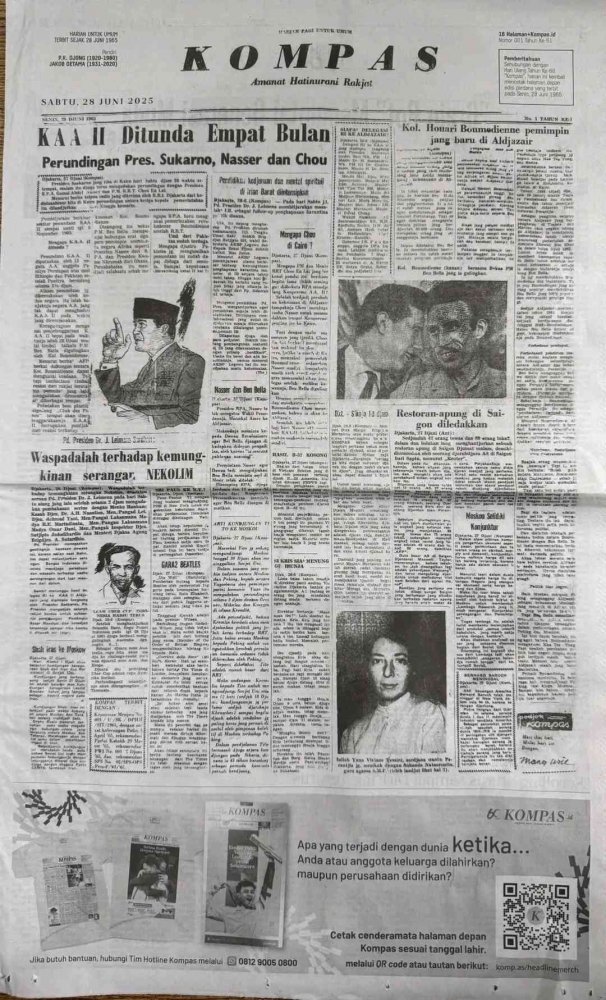 Kompas edisi 28 Juni 2025 yang persis dengan 28 Juni 1965, sumber gambar: FB Iman Brotoseno